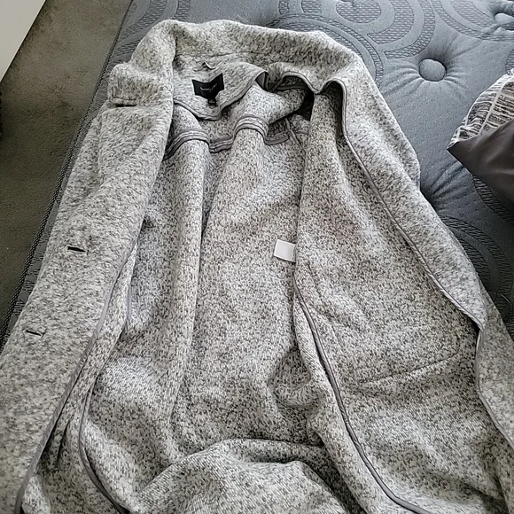 Banana Republic Knit Cocoon Wool Blend Oversized 2 Button Front Coat SZ M Gray - Picture 2 of 12